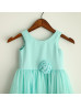 Coral Blue Ivory Chiffon Beach Wedding Flower Girl Dress